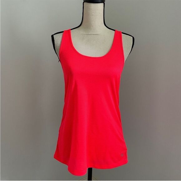 GAP Tops - GAP Fit Racerback Tank Top XS Neon Orange Pink Striped Athleisure Running Shirt